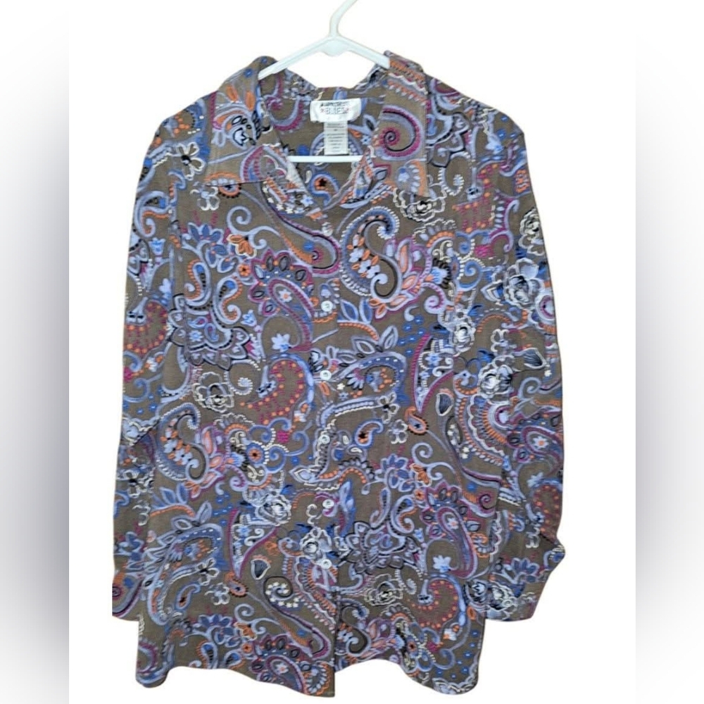 Mainstreet Blues 1X Button Up Women's Top Shirt Blouse